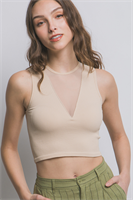V Neck Mesh Crop Top