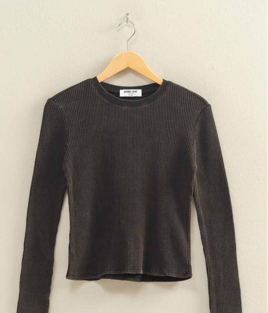 Mineral Wash Waffle Knit LS