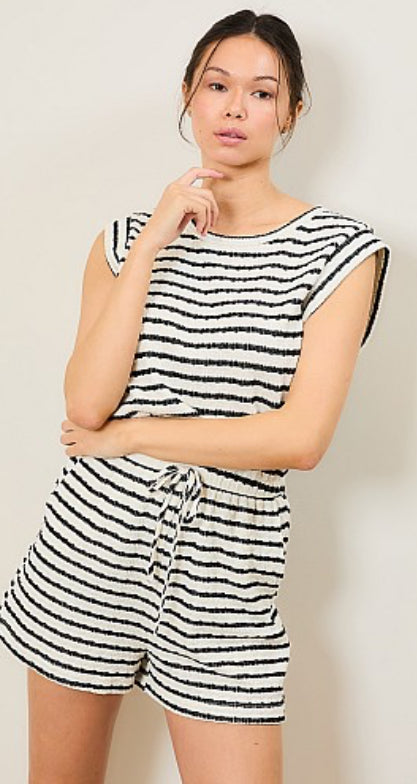 Stripe Puckered Jacquard Romper