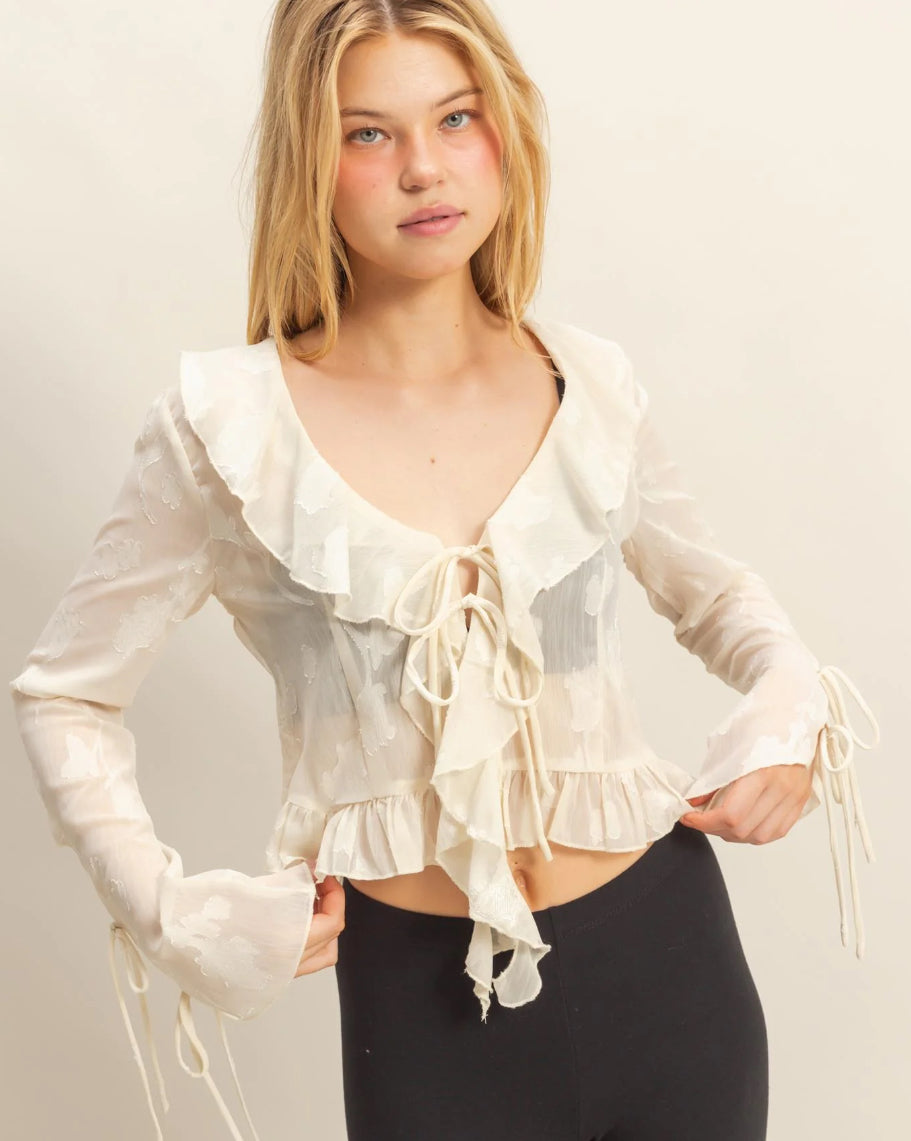 Elegant Ruffle Floral Blouse