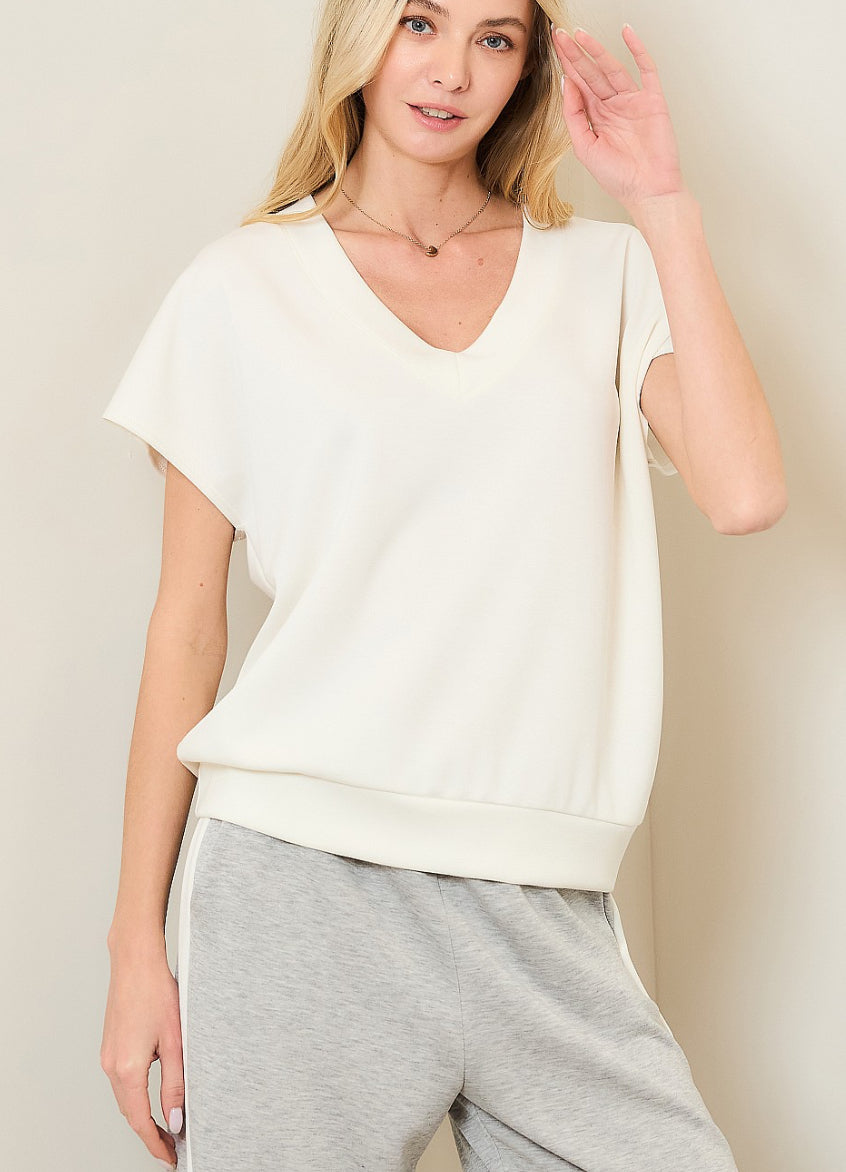Techno Cupro V Neck Drop Shoulder SS