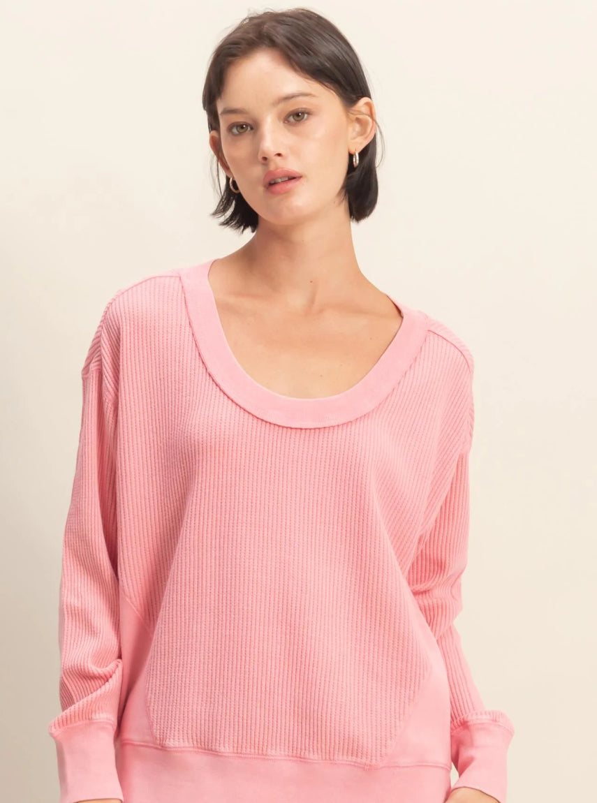 Waffle Knit Long Sleeve Top