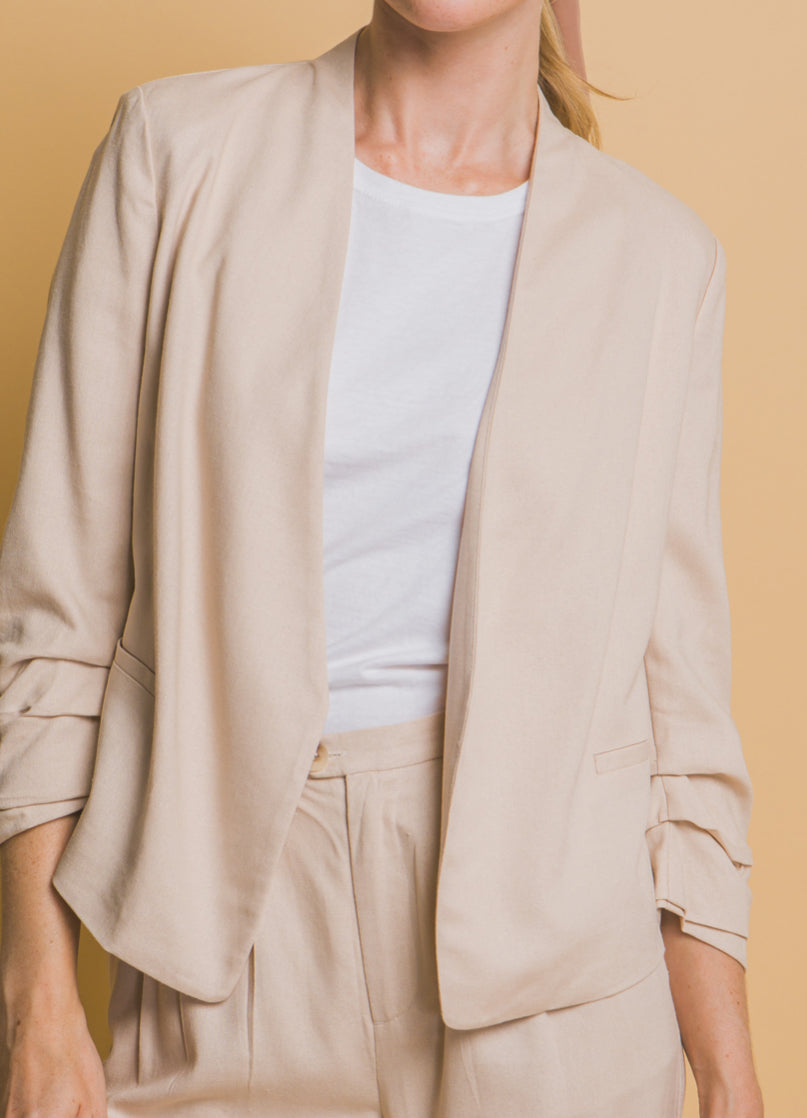 Open Front Linen Blazer