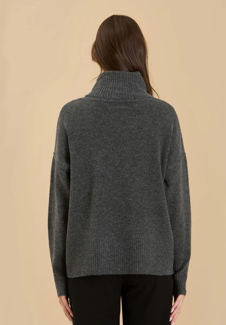 Turtleneck Front Seam Knit Pullover Sweater