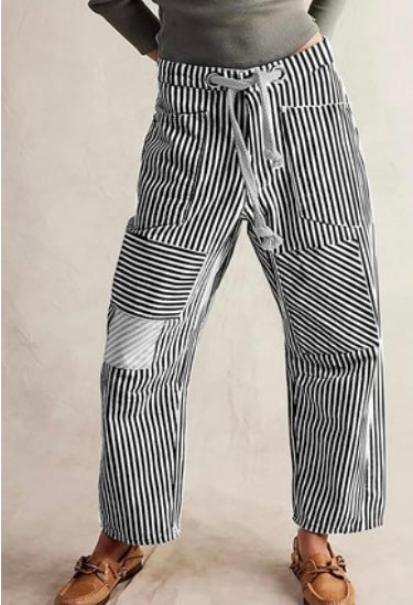 Wide Leg Barrel Draw String Pants