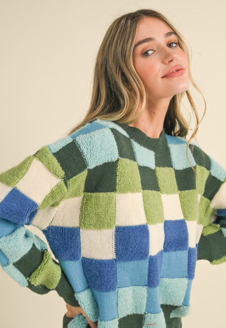 Checkered Board Jacquard Sweater
