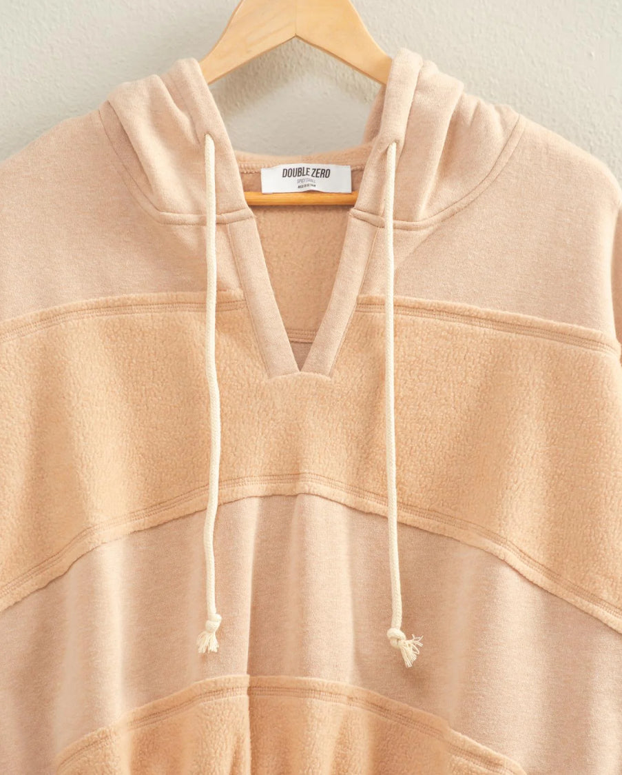 Contrasting Elasticized Waist Stitch Detail Hoodie