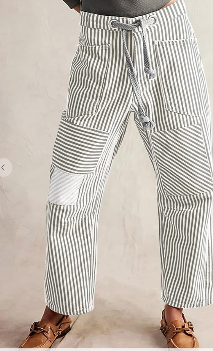 Wide Leg Barrel Draw String Pants