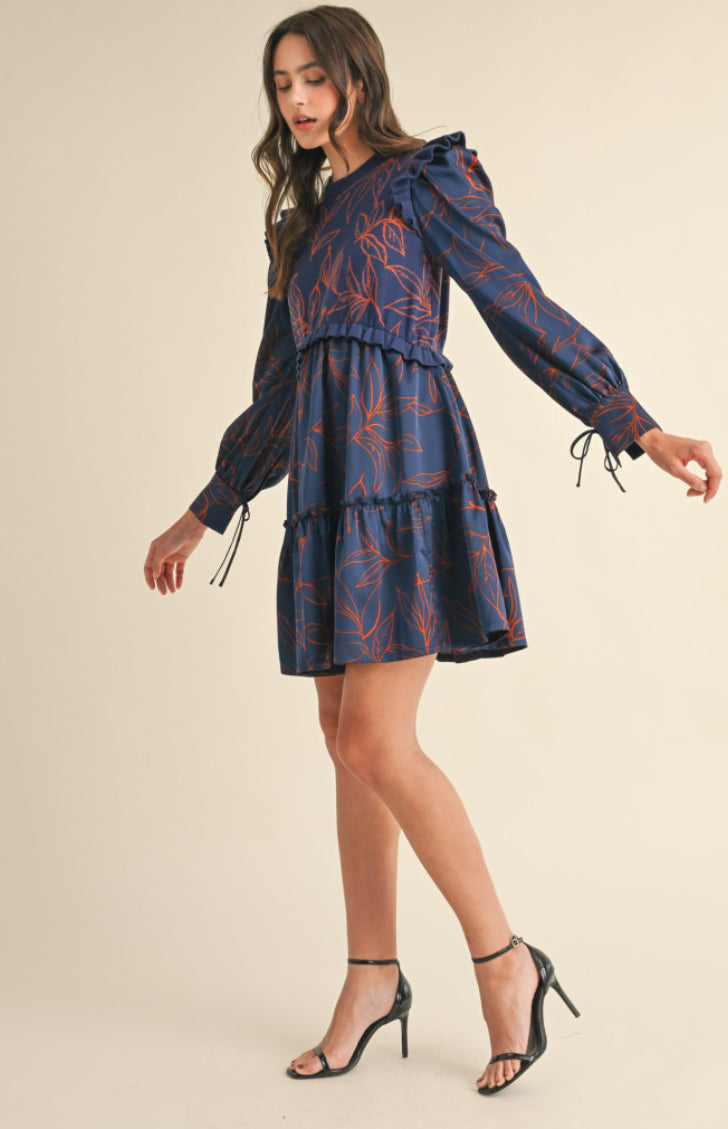 Ruffled Sweater Contrast Mini Dress