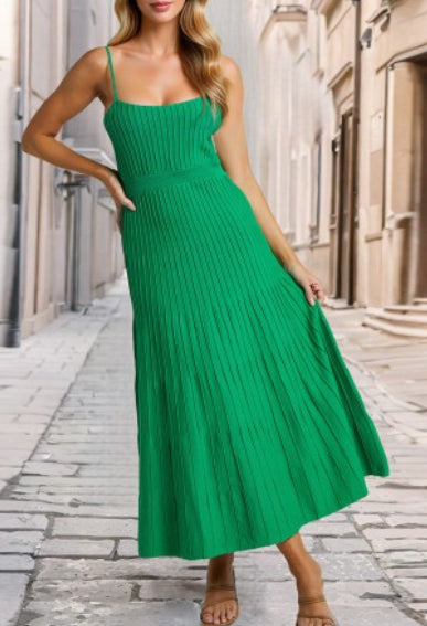 Ribbed Maxi Sundress With Spaghetti Straps