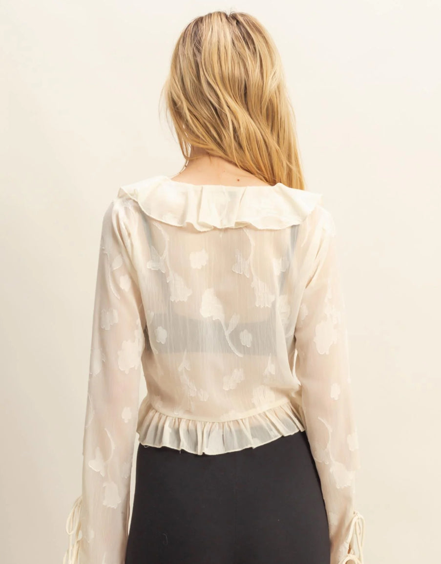 Elegant Ruffle Floral Blouse