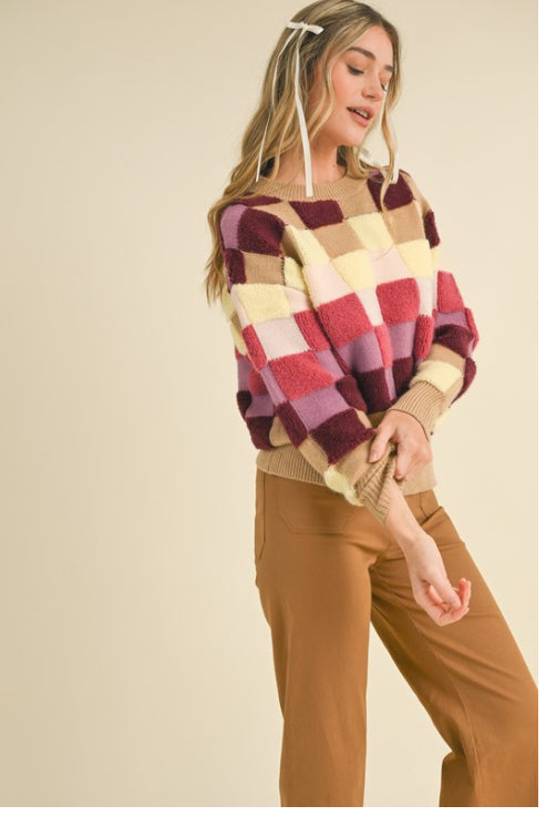 Checkered Board Jacquard Sweater