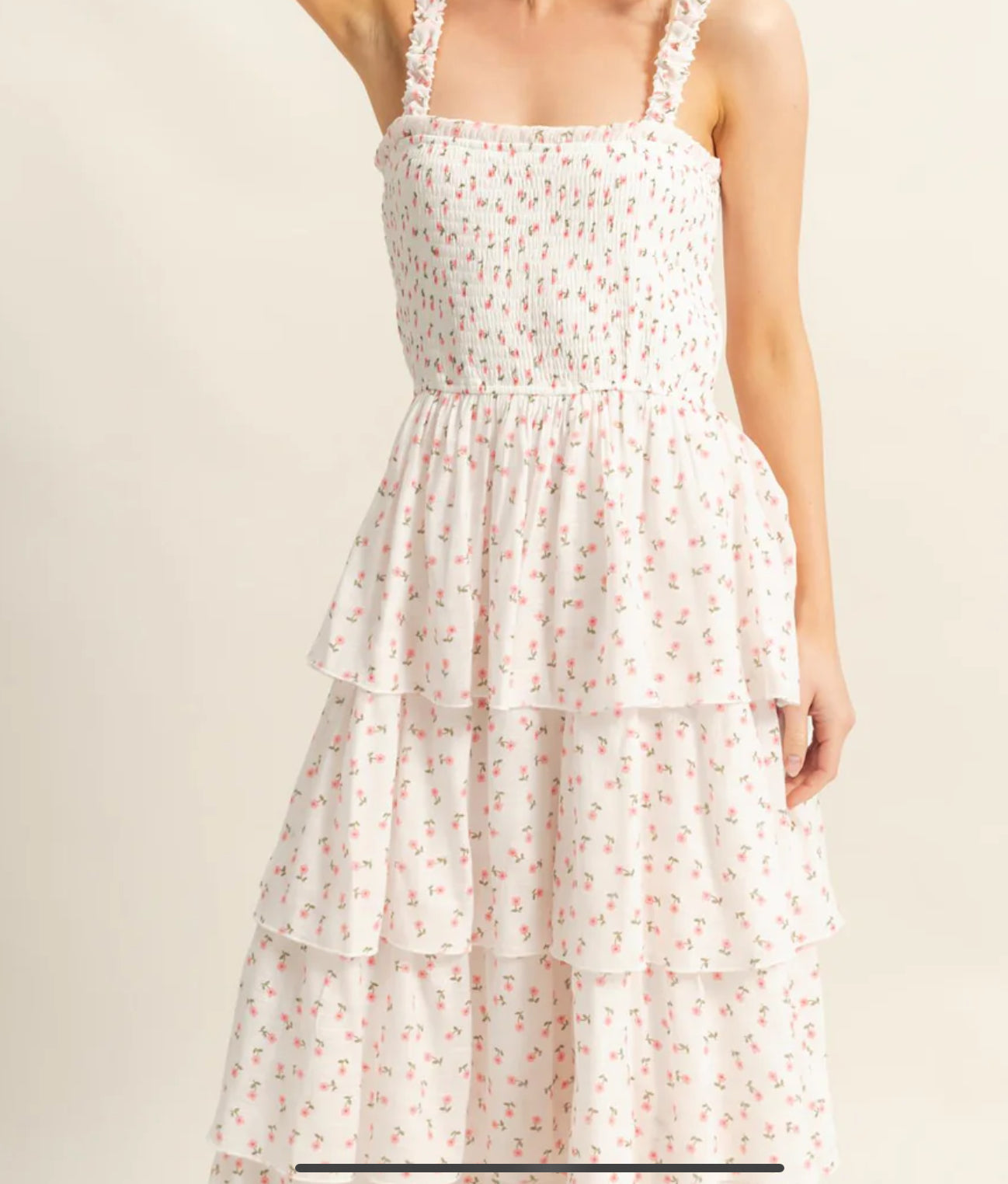 Floral Print Smocked Maxi Dress