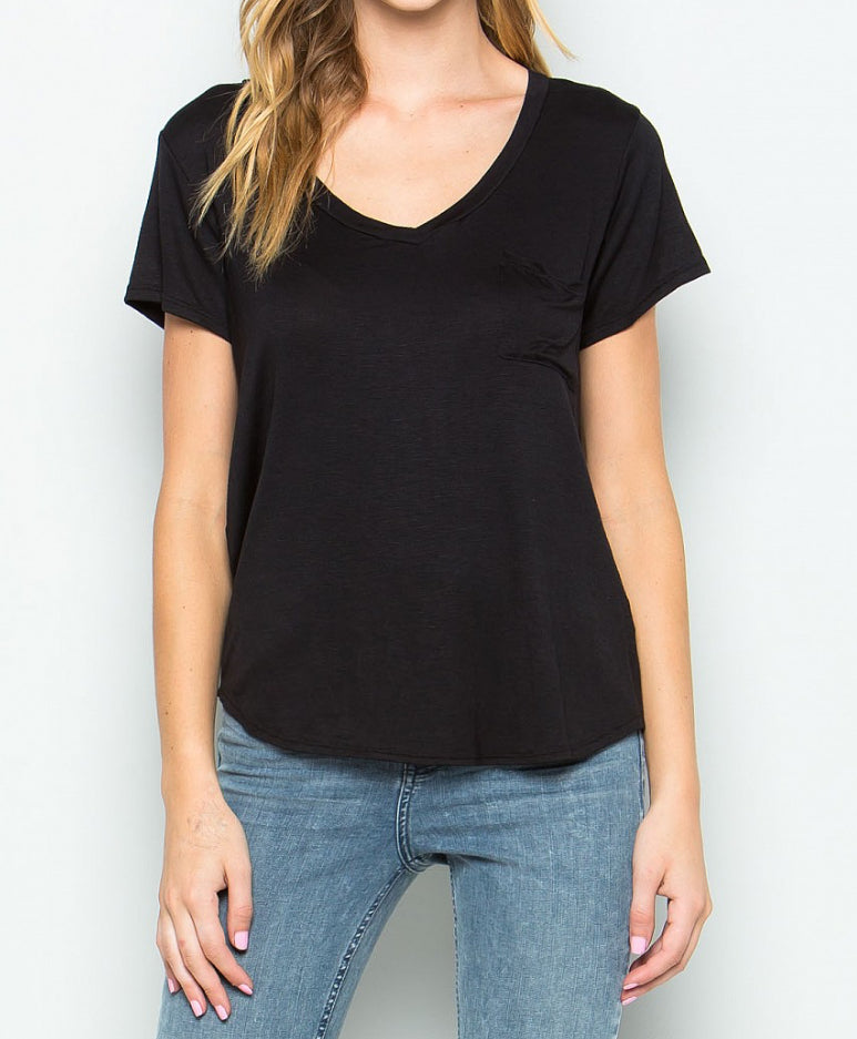 V Neck Pocket Tee