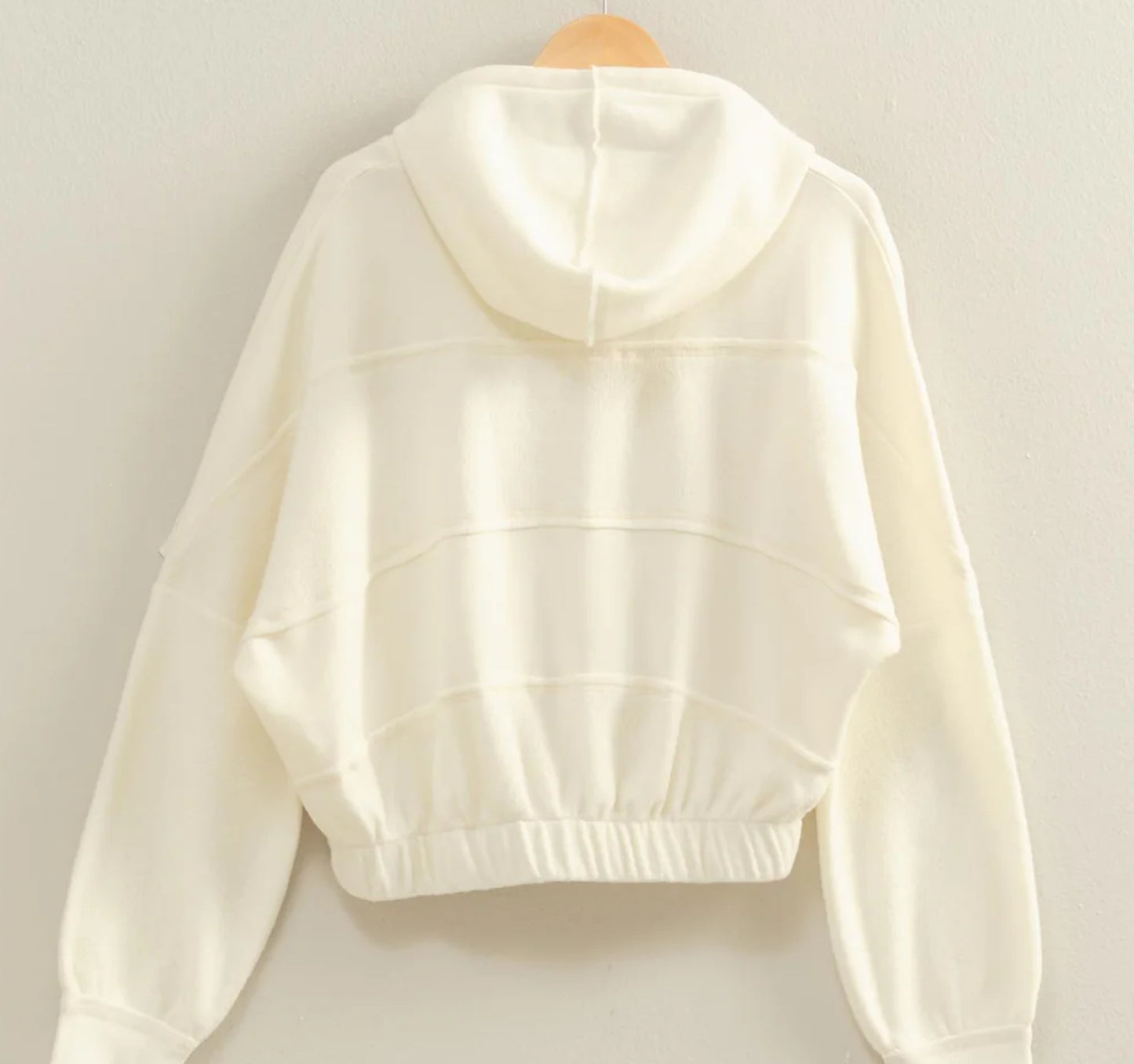 Contrasting Elasticized Waist Stitch Detail Hoodie