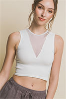 V Neck Mesh Crop Top