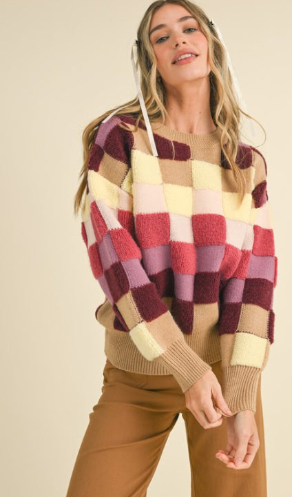 Checkered Board Jacquard Sweater