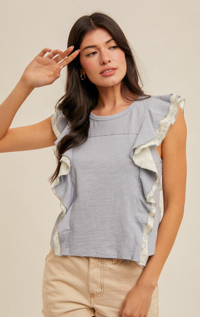 Contrast Flutter Sleeve Top