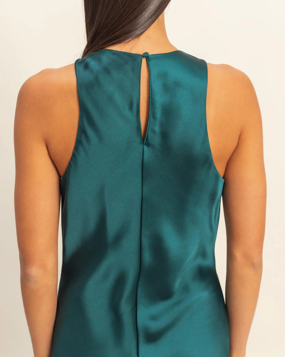 Satin Sleeveless Midi Dress