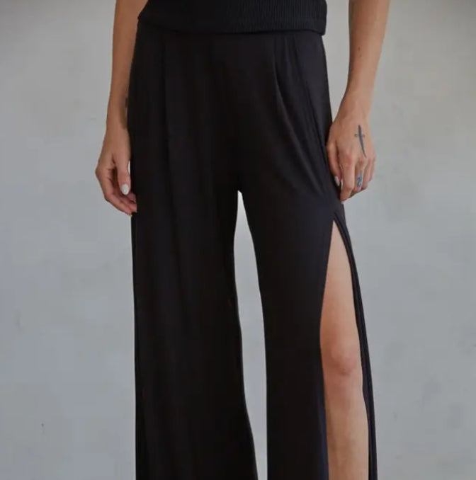 High Waisted Split Wide Leg Pant