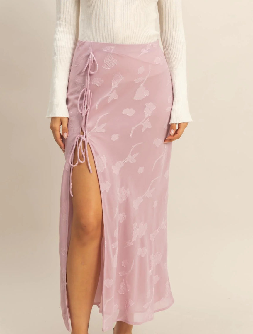 Floral Maxi Skirt With Bow Detail